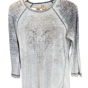 Women's  Scoop Neck Cotton Wanderlust   3/4 Sleeve Tee M
